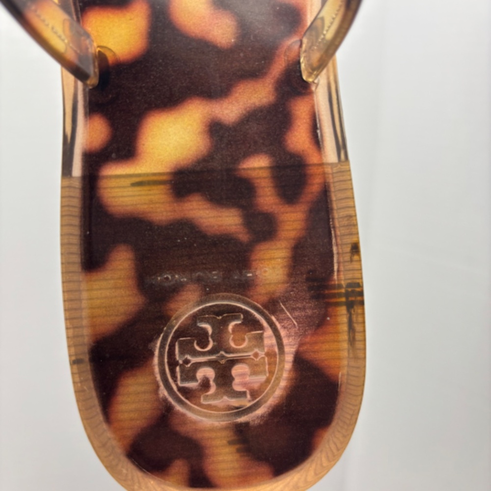 Tory Burch Mini Miller Flat Jelly Thong Sandal Tortoise Shell Size 7 - Picture 6 of 12